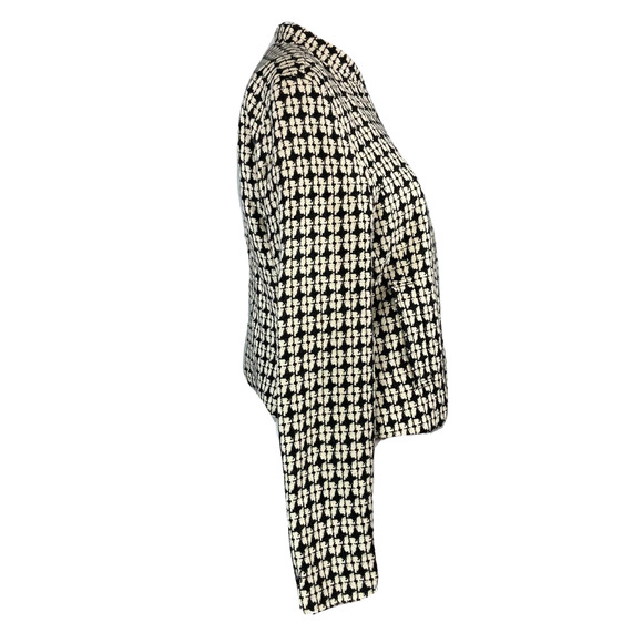 Isaac Mizrahi Jacket Womens Sz 12 Black White Tweed Wool Blazer Logo Buttons‎ - Picture 3 of 9